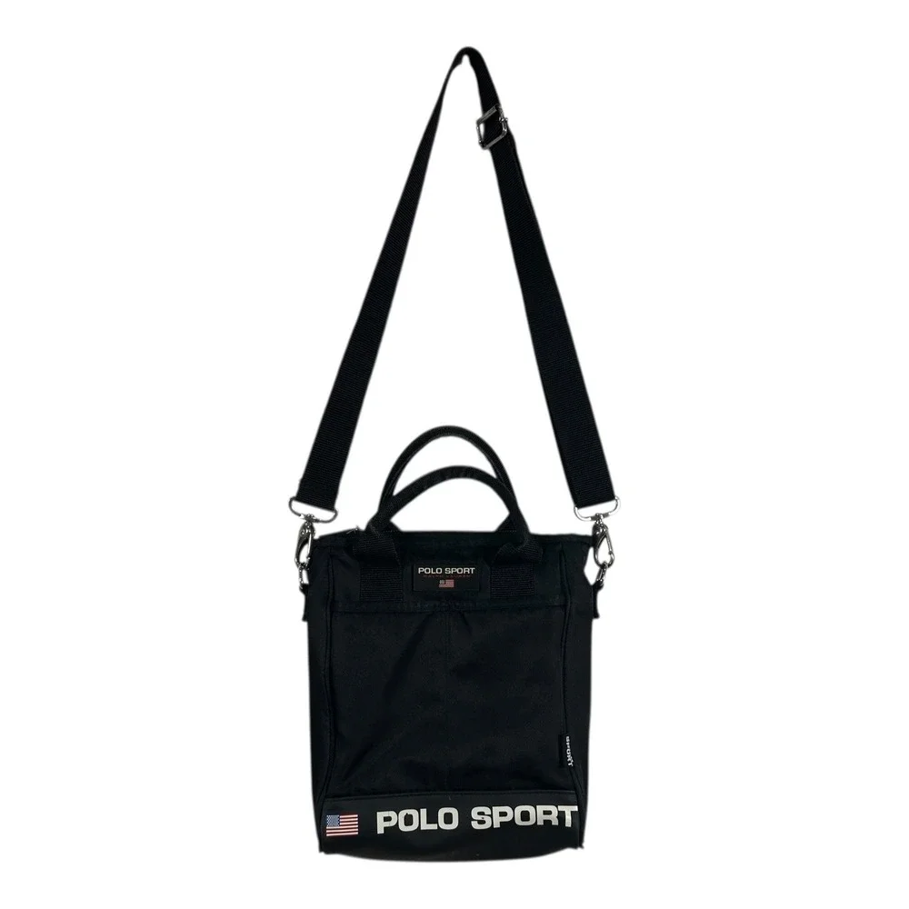 Polo Sport Ralph Lauren Crossbody Bag Black Nylon Canvas Mini Tote 90s Vintage